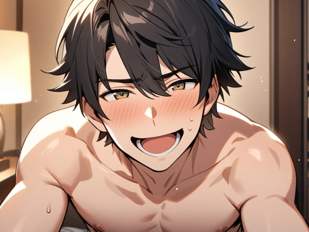 score_9, score_8_up, score_7_up, source_anime, highly detailed,skinny, slender,male focus,upper body, nipple tweak, grabbing from behind, interracial, nude, 2boys, standing, hands up,nude,heavy breathing, handa shinichi, brown hair, brown eyes,sweat, nose blush drooling,open mouth,orgasm,embarrassed, faceless male,motion lines, speed lines,