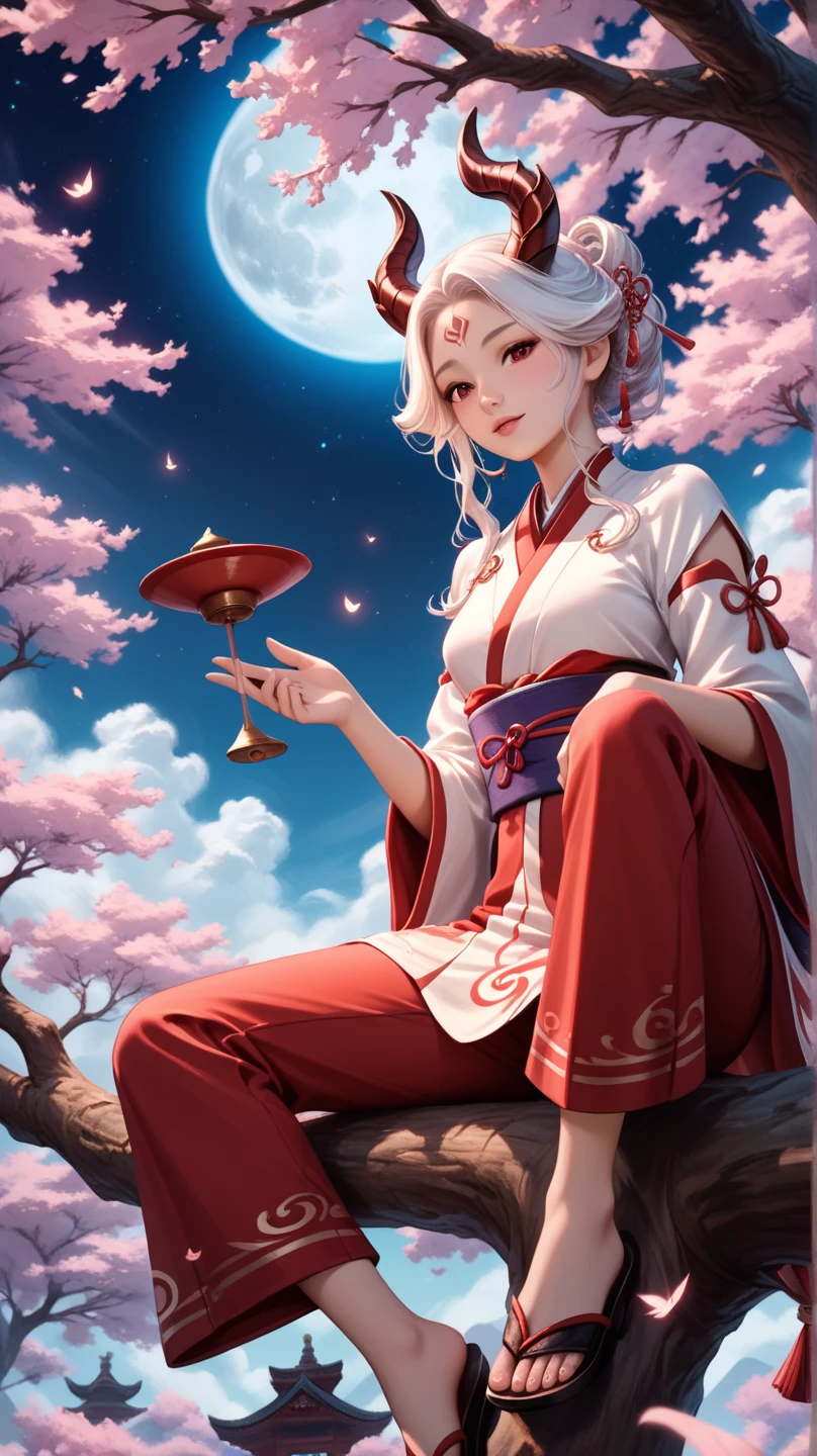masterpiece, <lora:Shie_Nanahara-49:.8>
Shie_Nanahara,1girl, solo, ibaraki_douji <lora:ibaraki_douji-30:.8>, yellow kimono,cleavage, very long hair, japanese clothes, wide sleeves, off shoulder, floral print, beads, sash, sitting, cloud, outdoors, sitting on cloud