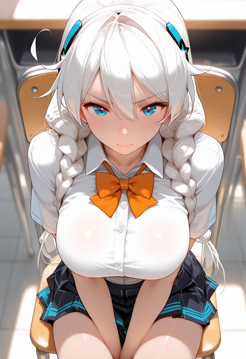 blushing, red beautiful eyes