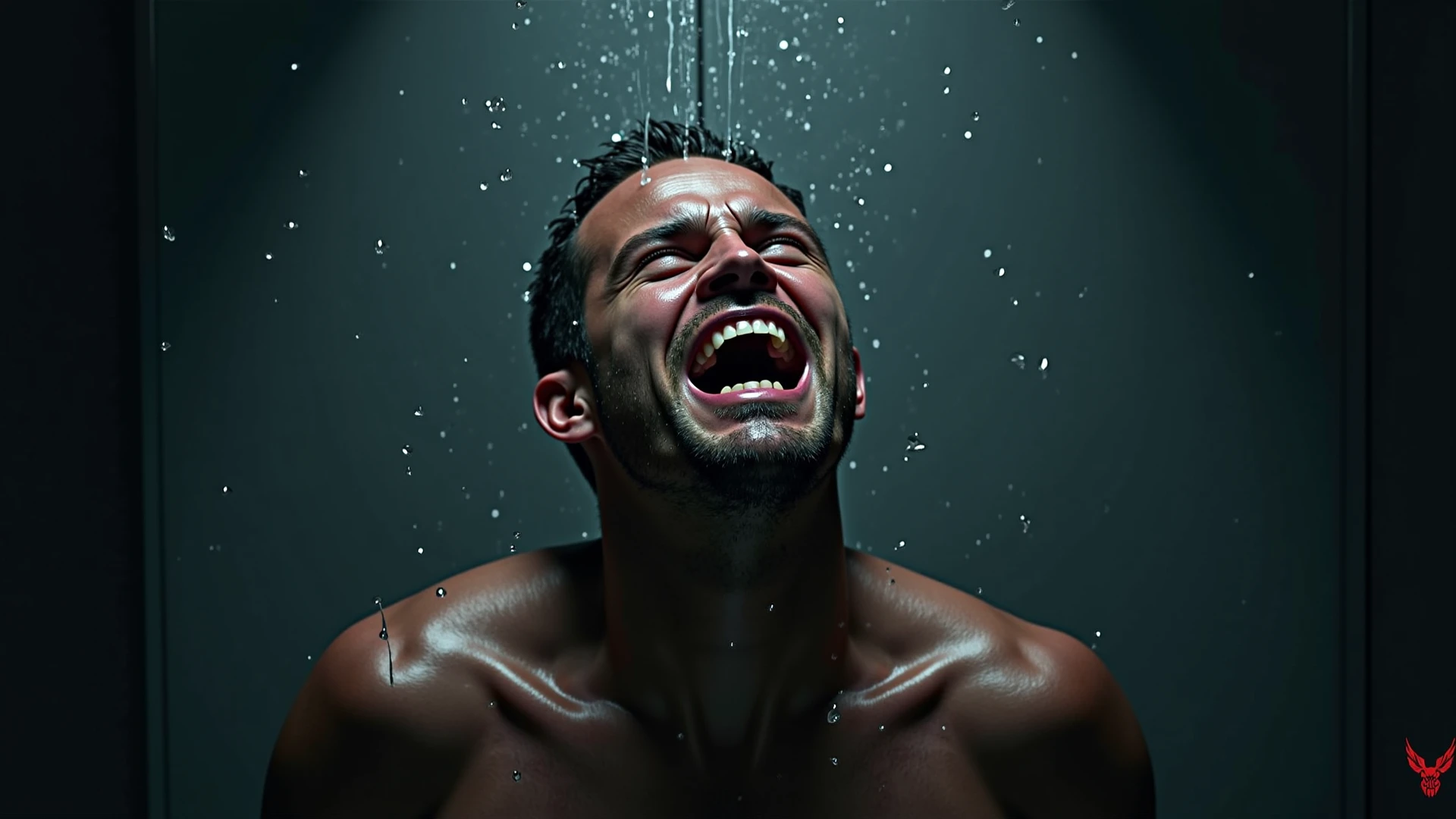 look up , 1 male  ,handsome man, looking at viewer, open mouth, being urinated on,  (man drinking ????:1.1), wet ,  16k resolution , ultra-high clarity , hyperrealism, uhd. Photorealistic , real man , ???? , ????????? , 
