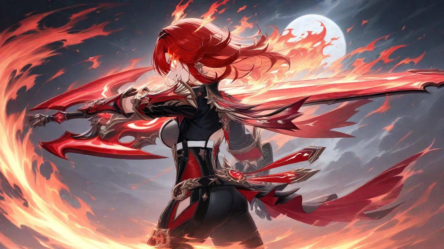 Anime character with red hair and a sword in his hand, Guilty Gear Art Direction, Guilty Gear Strike Splash Art, Detailed digital anime art, Detailed Anime Character Art, Amazing character art, Jan J, 2. 5d cgi anime fantasy artwork, Magnificent and elaborate character art, Fan Art Best Art Station, guilty gear art style, artstation pixivでトレンド