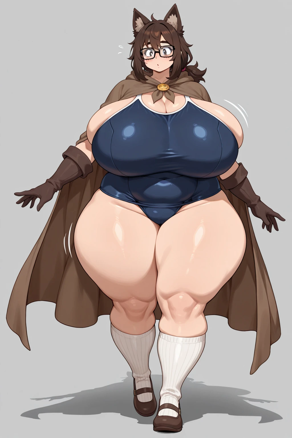 Long Hair、Knee-high socks、One Girl,Precise five fingers、{(((Wide Hips)))、 (((plump and thick thighs)))、((Big Ass))、(Big Breasts) Embarrassed look、whole body、Sexy pose。