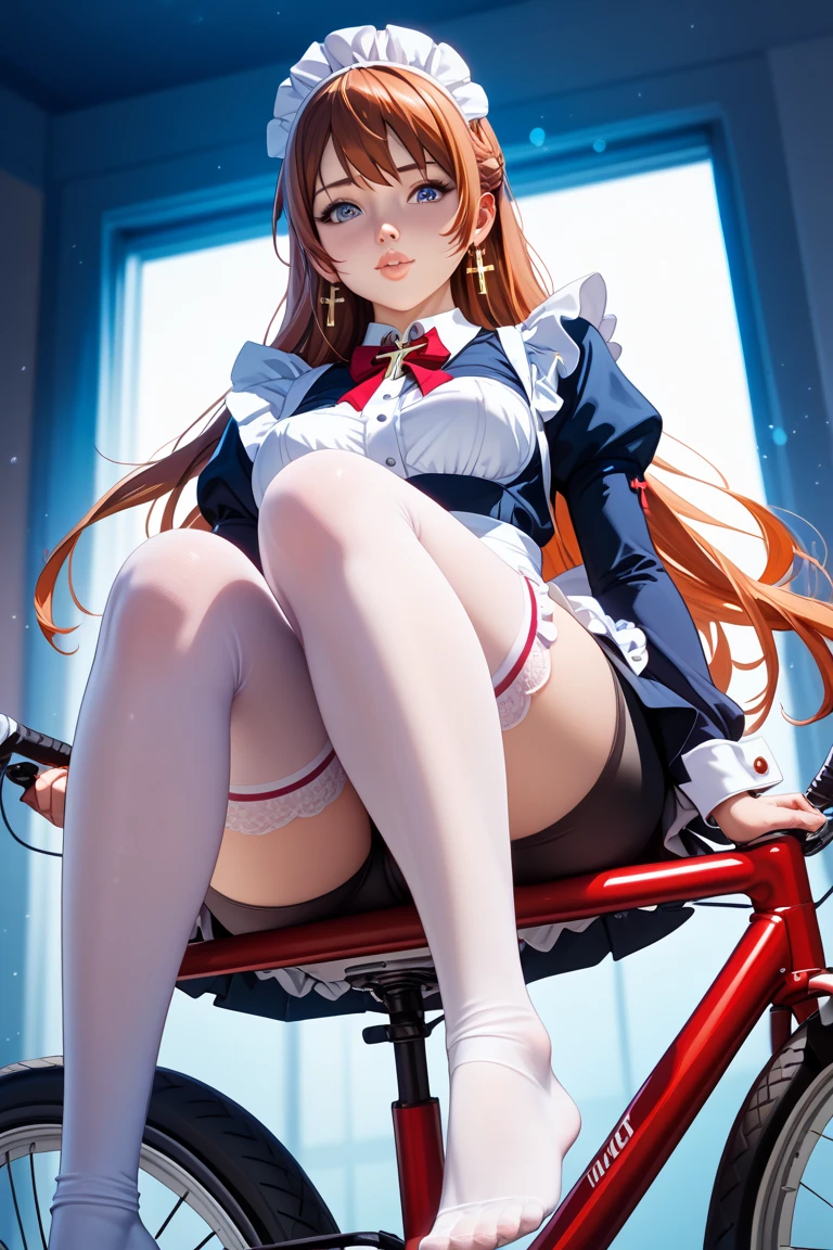 (masterpiece, best quality:1.2), solo, 1girl, purple iris, elhaym von houten, parted lips, uniform, pantyhose, gloves, gigantic breasts, boots, big lips, sexy