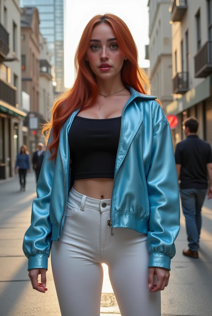 Realistic, Sexy girl with blue eyes, Gorgeous European woman, 24 years old, long hot pink hair, Street, , stroll,sexual position on TV, (Sexy clothes)
