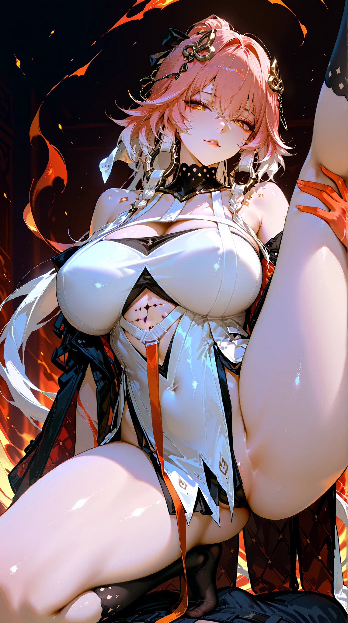 Mature Woman, ((Sex Scene:1.4))、((Exposed breasts:1.3))、On all fours、Elegant Blonde, Green Eyes, Curvaceous, Crown, 4K resolution, high quality