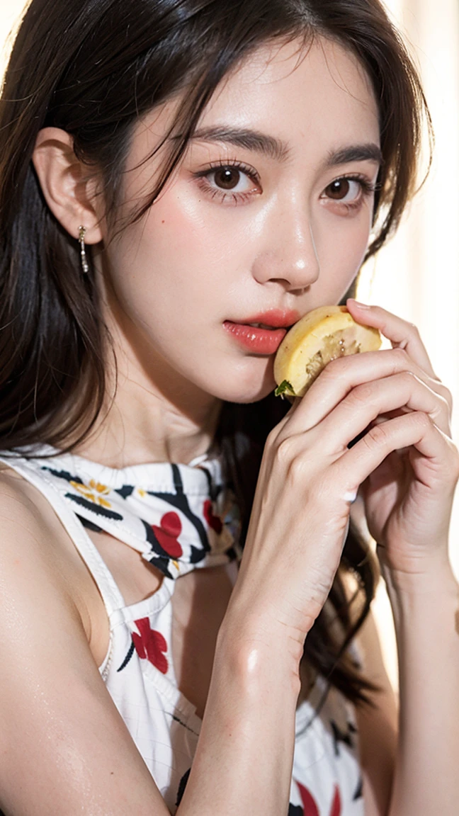 (masterpiece), (high-definition32K), photographrealistic,
(eating banana:1.0), (Japan gravure idol:0.6), Black hair,Black eyes,Eyes and faces with detailed, Detailed body, Detailed skin, detailed hairs,(Top quality real texture skins:1.4)、(Enjoy a snack:1.0), (Traditional tatami room:1.0), (Bikini attracts:1.0), (Paper shoji:1.0), (Soft afternoon sunshine:1.0), (Sensational atmosphere:0.9), (Perfume fragrance:1.1), (Authentic Experiences:0.8)、
depth of fields,Natural lighting,focus on girl,
Sony α7, 50 millimeters, F1.4,