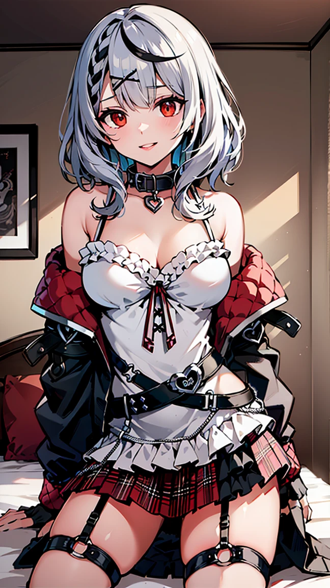 (masterpiece、top-quality、hight resolution、Unity 8k Wallpaper、extremely details CG:1), Standing before him in the dimly lit hotel room is a woman dressed for sex, easily recognizable as the delinquent girl who used to tease him in school. Her expression is a mixture of surprise and amusement when she realizes who he is. She stands with one hand on her hip and a mischievous smile on her face, clearly enjoying his discomfort. The room is simple, the bed, nightstand, and dim lighting creating an intimate yet tense atmosphere. The focus is on their facial expressions and body language, highlighting their awkward and unexpected reunion. nsfw