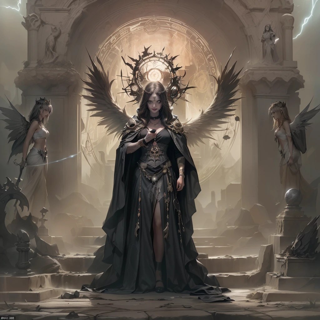 a manr in front of a giant statue of a woman surrounded by people, static prometheus frame, toolband art, murata, inspired by Kamāl ud-Dīn Behzād, photorealistic art style, metatron, monolithic, scp-049, hikkikomori, zdzislaw beksisnski --auto --s2