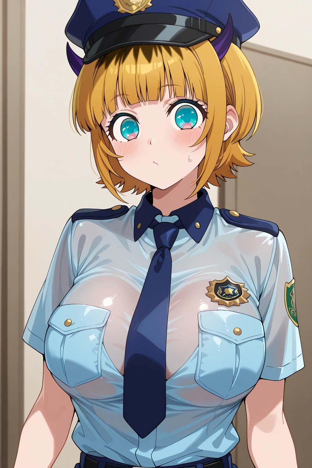 score_9, score_8_up, score_7_up, source_anime, BREAK, ikuchan, clean color, flat color, 1girl, anime screencap, screencap, seras, hellsing, blonde hair, blue eyes, smug, smirk, milf, mature female, indoors