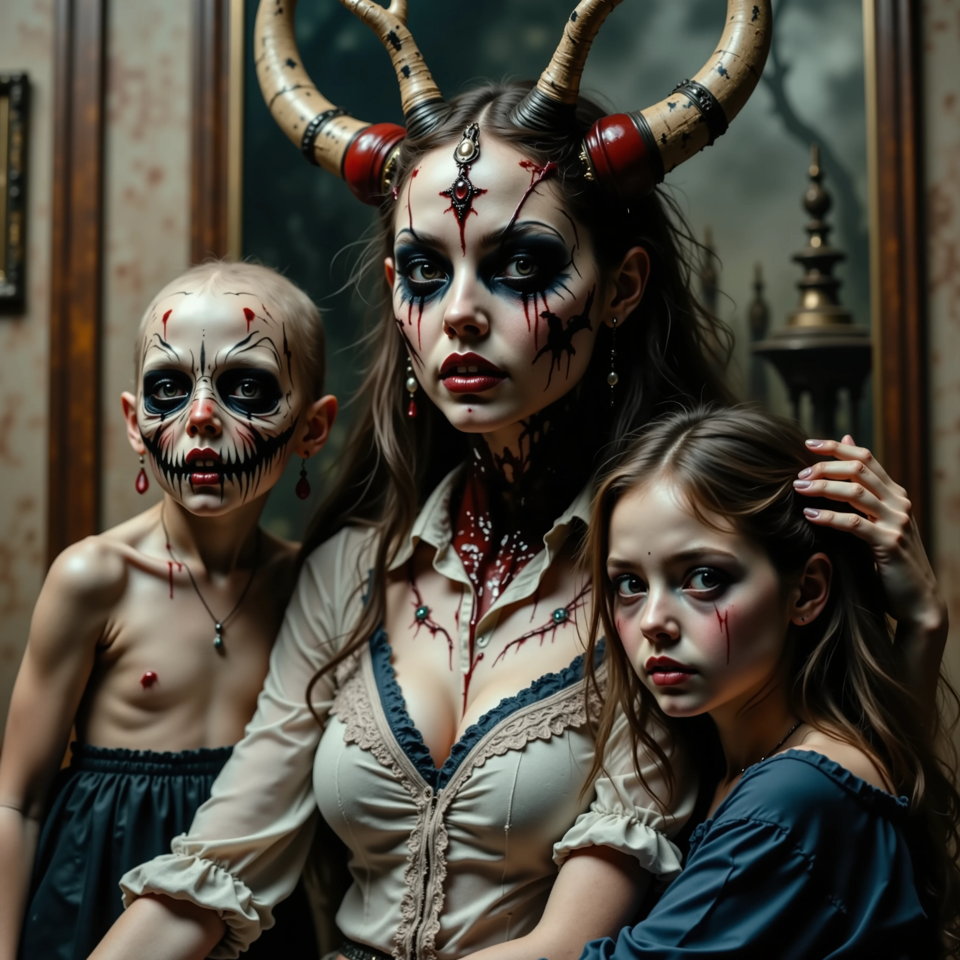A nightmare. A woman and her aborted babies are stuck in Hades. Super special effects used in this image, I imagine I'm age again in an image I'm in