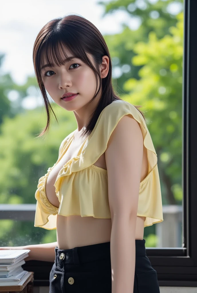 asian teen yellow skirt naked tits
