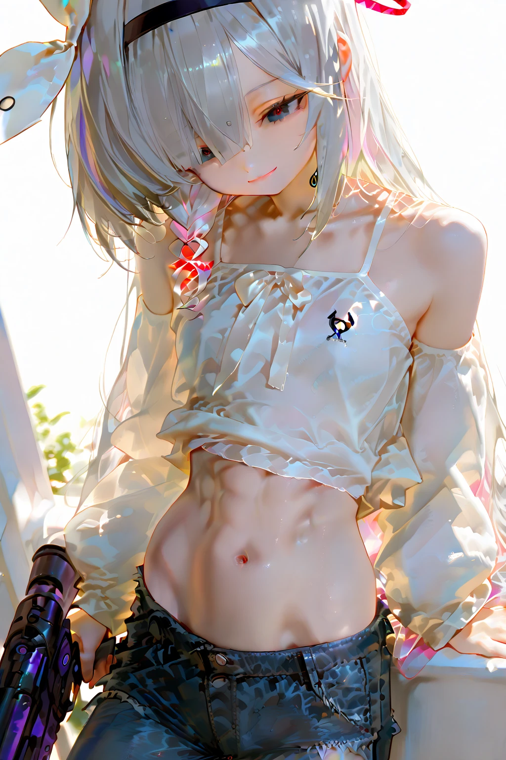  ((best quality)), ((masterpiece)), (detailed), Beautiful 12 year old western girl, ((young girl, very young, 12 years old)), long hair, pale skin, thin, collarbone, In a forest, wild clothes, NSFW, small breasts, prominent collarbones, skinny arms, flat stomach, visible hip bones, long hair, red hair, white hair, blonde hair, dark hair, ponytail, thick ponytail, blush, NSFW Fluttering lace frilly petticoats, pleated petticoats、((from adove)) 