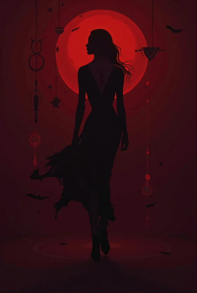 Ashley Wood style, dark scarlet background, Chemiluminescence. Silhouette of a beautiful woman. Drama, evil rock, retro romanticism. (minimalism: 1), ray tracing details...Stephen Gammell style - Iai in Stephen Gammell style
