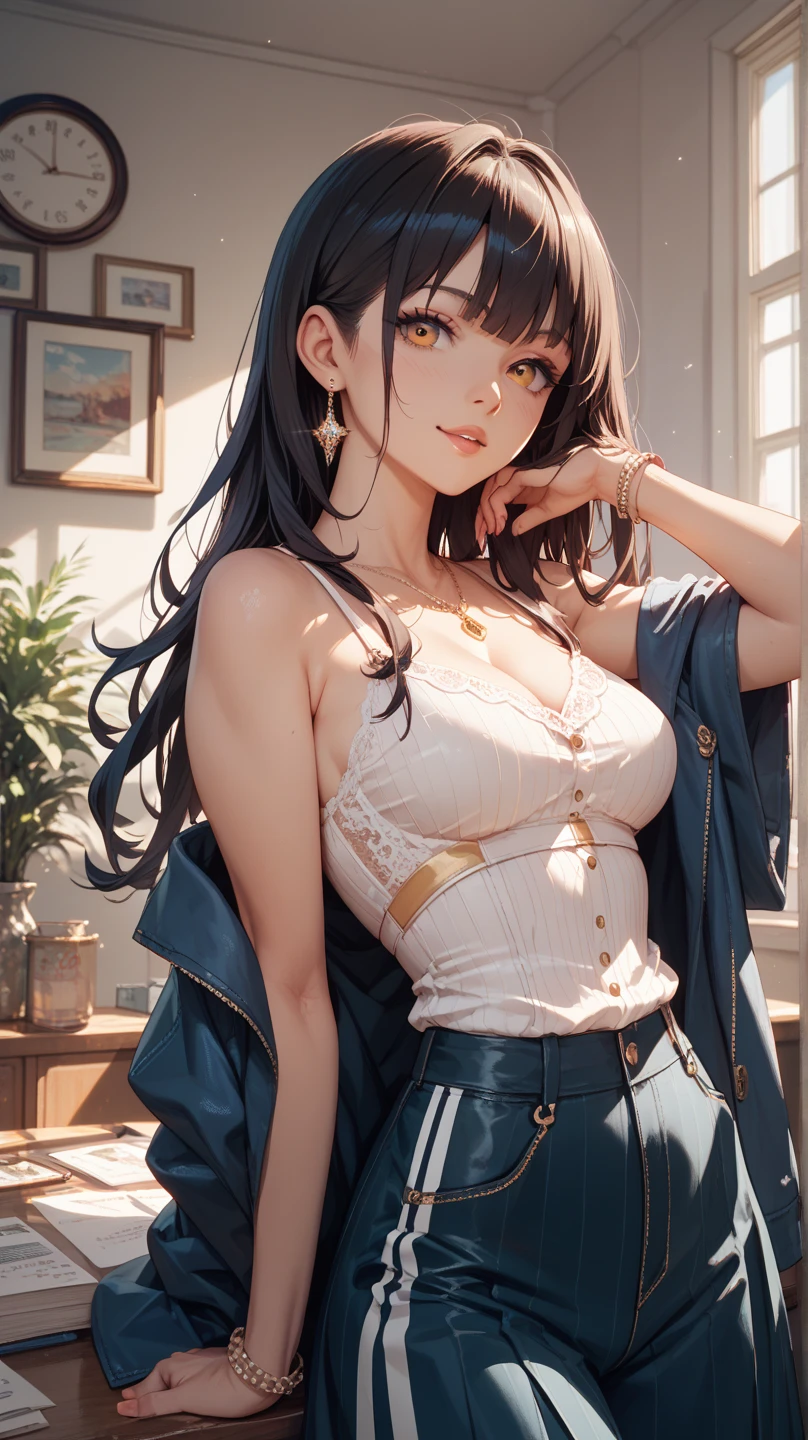 24-year-old female、Put your hands together and thrust them forward、Many pigeons land on my hands、Front cutout((front cutout))Wear tops、Wear low rise leggings、smile、View your viewers