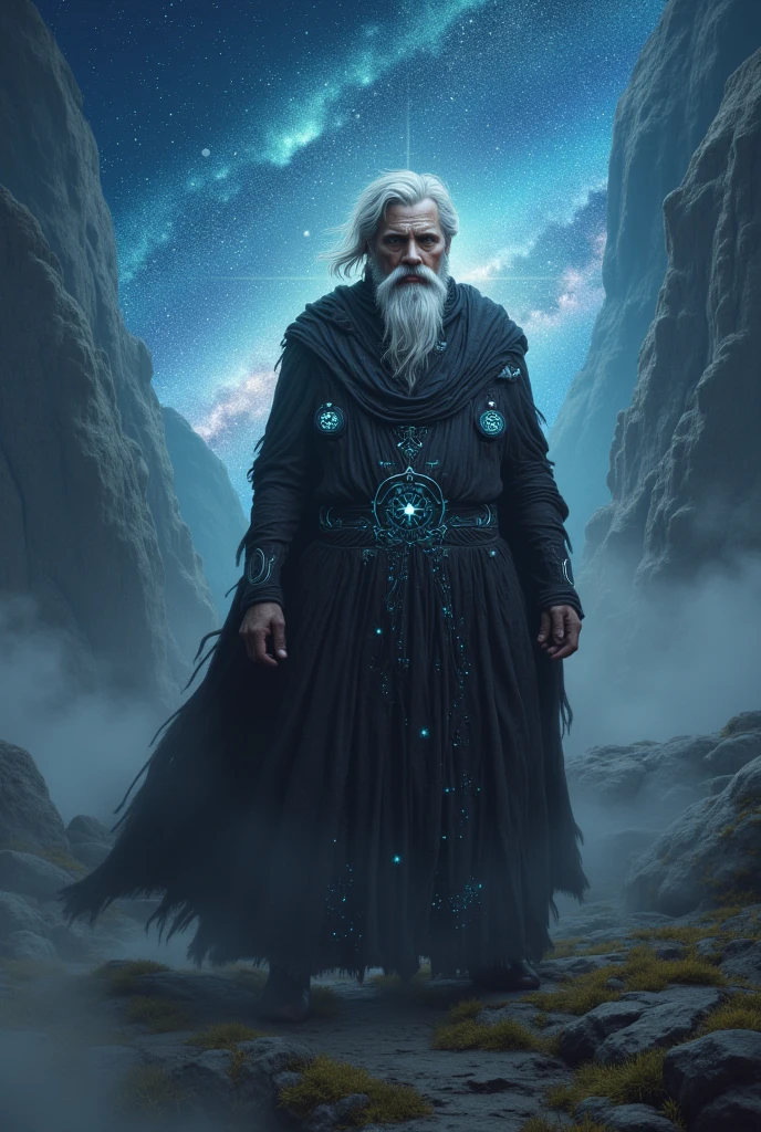 The Hermit, dressed in green yellowish,state grey,green gray and plum colour, intelligence of will, the Prophet of Eternal, the Magus of the Voice of Power, Virgo, Caza art, digital art