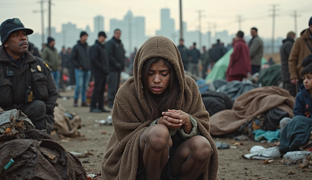 8k, best quality, works: 1.2), (realistic, photo-realistic: 1.37), very detailed, (1 girls), homeless woman sit in shabby clothes like beggars in front of a Moldovan landmark looking at the viewer, young Moldovan women, vibrant Moldovan city, breasts, beautiful eye details, (torn dress: 1.1), ((sexy)), (shabby brown bikini), curvy body, (full body), standing, sexy,