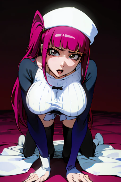 masterpiece, Highest quality,High resolution,Dorothy, Pink Hair、Bright Blue Eyes、Big black eyes、Braiding, Black Dress、Cowboy Shot、Line art、Pencil drawing、comics、alone、One、Torn clothes、tits、Large areola、Nipples