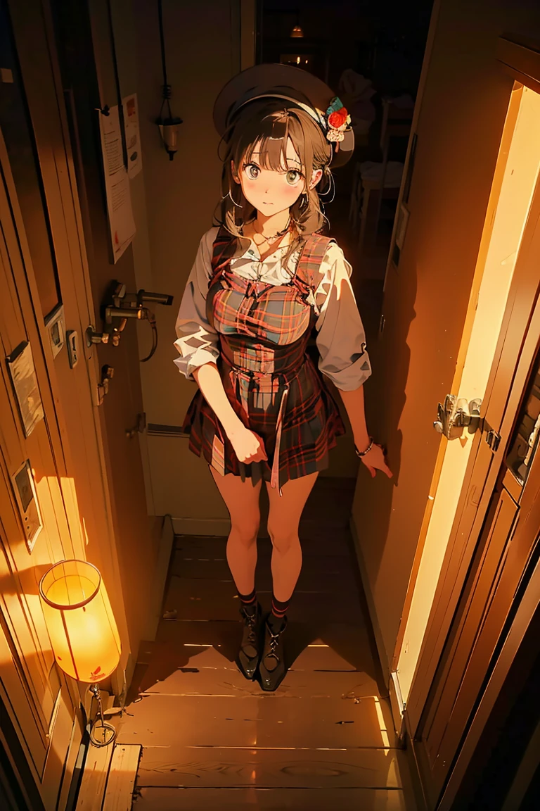 <lora:leggings v1.0:0.5> jyojifuku, leggings, skirt, full body,, absurdres, ultra detailed, masterpiece, best quality, aesthetic, detailed,, solo, frown,
1girl, red eyes, <lora:Tsurime3:1>, (tsurime:1.2), (brown hair:1.3), medium hair, (asymmetrical bangs, swept bangs, cowlick:1.35), flipped hair, <lora:foldedponytail:0.8> foldedponytail, folded ponytail, (small breasts:1.3),