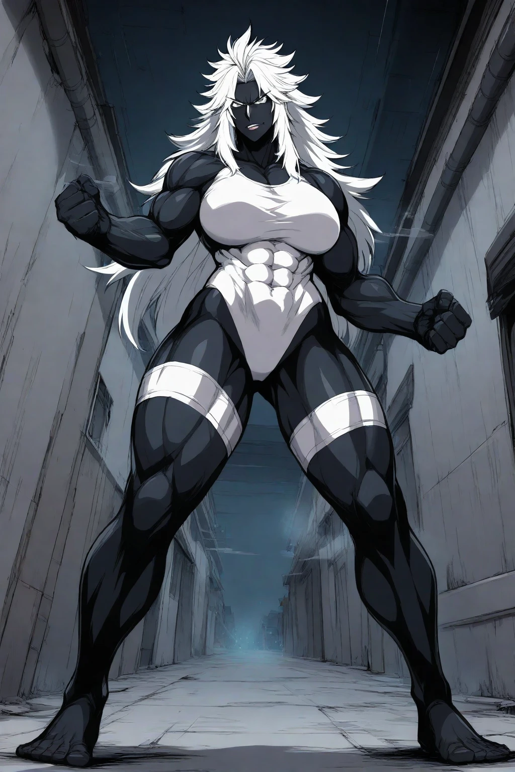 Full body toe to head 1solofemale drow elf purple grey dark skin standing pose yellow bikini, 2legs, 2arms, muscle abs toned, slender body, long silver white hair, purple eyes