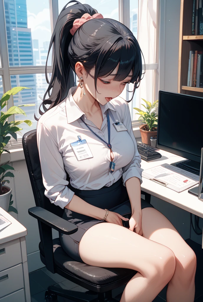 (best quality,4k,8k,highres,masterpiece:1.2),ultra-detailed,realistic:1.37,portrait,computer,earning money,working from home,sitting at desk,professional,serious, open shirt, cum all over her face, expression,concentrated,focused,keyboard,mouse,desktop computer,multiple monitors,multi-tasking,productive,financial success,wealthy,successful,online business,laptop,coding,typing,optimization,analytics,data analysis,computer programming,programming languages,algorithm,innovation,tech industry,modern technology,progress,efficiency,workspace,organized,neat,clean,dressed professionally,business attire,brightly lit room,office environment,vivid colors,comfortable chair,ergonomic setup,work-life balance,achievement,fulfillment