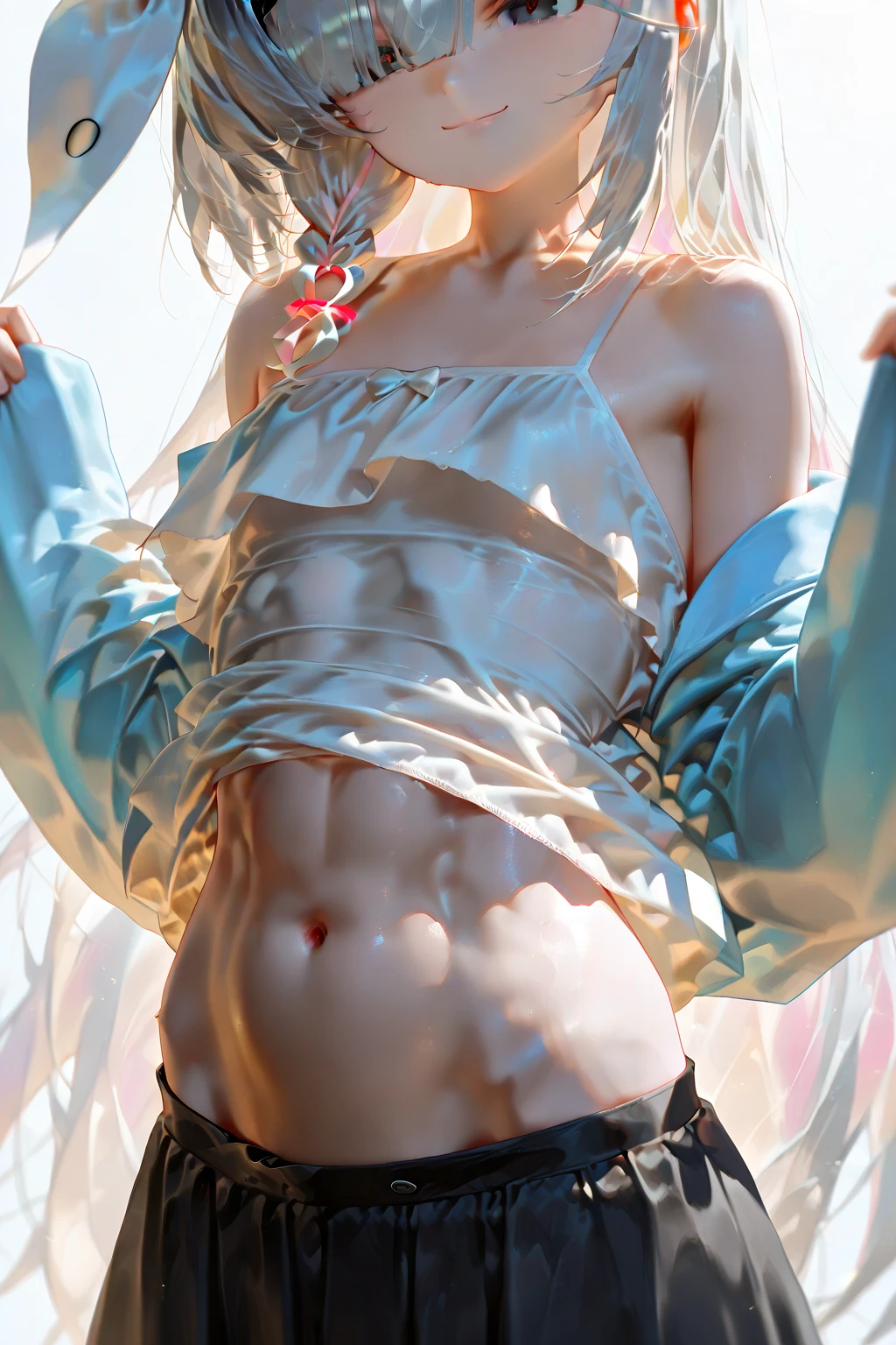 <lora:povFacesitting:1>, 1girl, (((from below))), cat lingerie,neon glow, random background, sun rise, bokha mood,Tyndall,naughty face, white hair,rolling_eyes,ahegao, open mouth, evil smile, srtong wind,twin_braids, earrings, jewelry, animal,