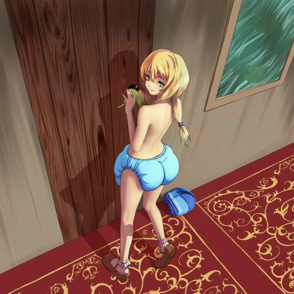 (Masterpiece), Best Quality, ultra-detailed, perfect hands(Delicate finger expression), perfect legs, Delicate eye expression, delicate face expression,1girl(ryune, Slender and sexy body, Moderate and pretty breasts, naked body),blank face, closed mouth(wicked smile), Solo, nude, see-through nightgown, pussy, cum in pussy, In front of the dark bedroom door,standing, Sexy waist teasing, waruochi