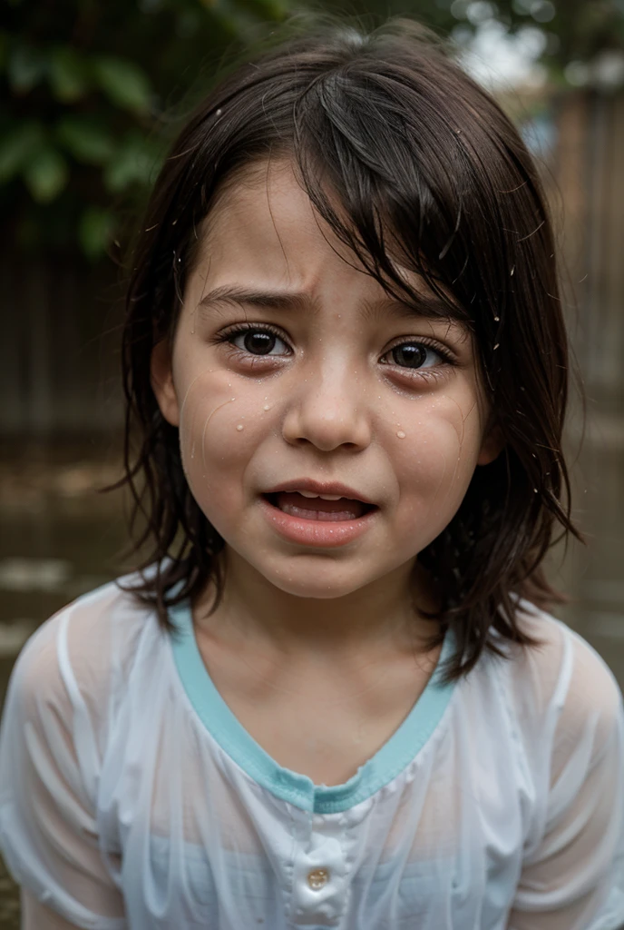Create a squared portraid toddler face crying, white background, centered, cg, 8k, ultra-realistic high-quality, extremely detailed.
