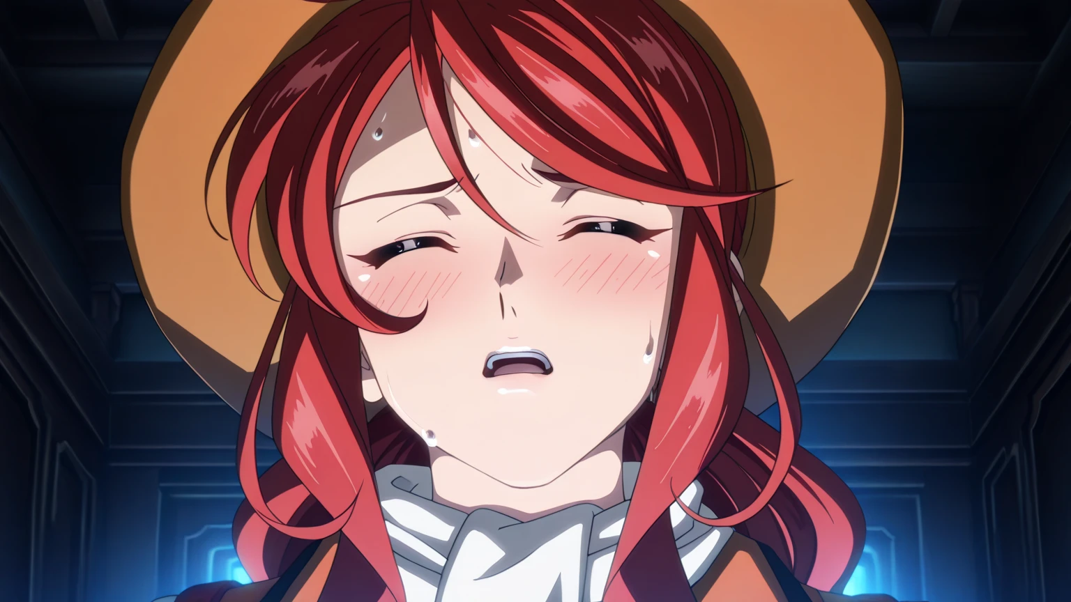 (masterpiece, best quality:1.2), aquascreaming, solo, 1girl, makise kurisu, screaming, open mouth, crying with eyes open, collared shirt, red necktie <lora:steinsgate_makise:1> <lora:concept_aquascreaming:1>