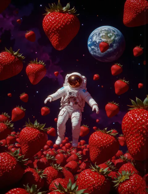 Astronaut im fruchtigen Weltraum