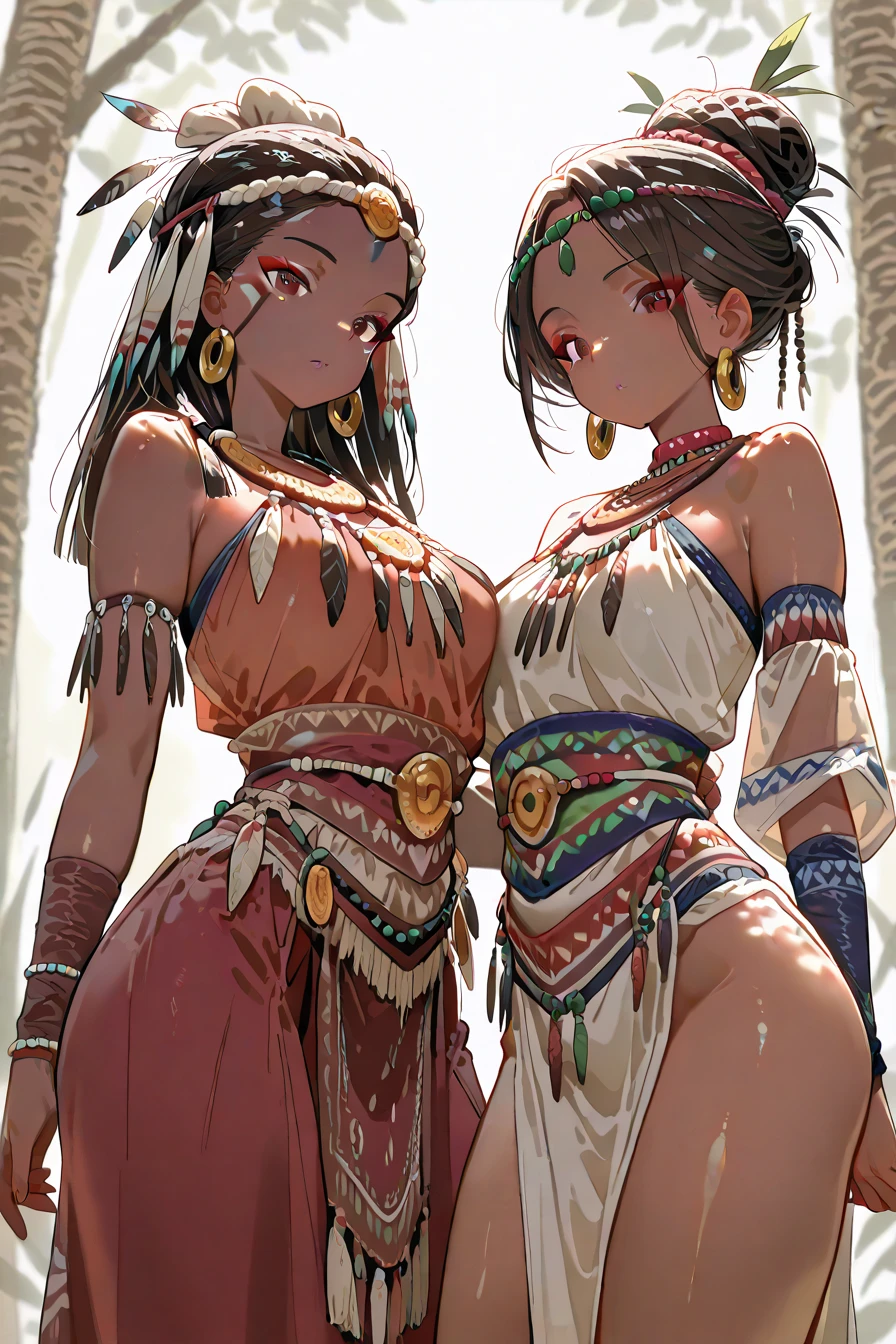 Dynamic Angle、In the jungle、grassland、Amazoness、Girl、Girl、Short、Lower school girls、Innocence、Pure、Pussy、Indian、Both eyes open、National costume、Ethnic Makeup、Brown skin、Small breasts、Nipples、forehead、looks fun
