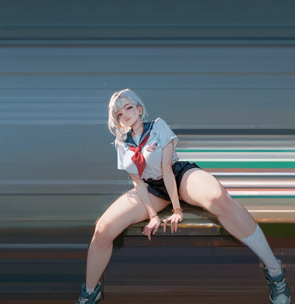 anime - image of a woman with a huge in white outfit, short skirt, anime drawing of Shitao, pixiv, furry art, anime girl squatting, beautiful anime girl squatting, Azur Lane style, from the video game Azur Lane, small curvy loli illuminated from behind, bent, SFW version, Ahegao, Thicc.