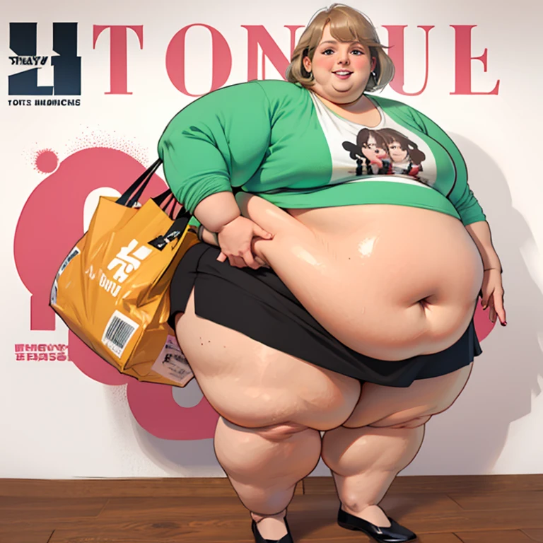 Tan skin all over, Thicc, extremely morbidly obese, brown hair ((wearing)), blac, white tanktop, black leggings, voluptuous, feminine boy, femboy, perfect hands, perfect face, smile, (anatomically correct), (Perfect/ realistic proportions:1.2), (overwhelmingly fat arms, obese face), arm up, ((extremely widest hips possible!)), ((extremely massive thick thighs, morbidly large belly), belly overhang!)), (1080P, 4k UHD, Masterpiece:2.1!) ((single)), background: tilted towers_fortnite