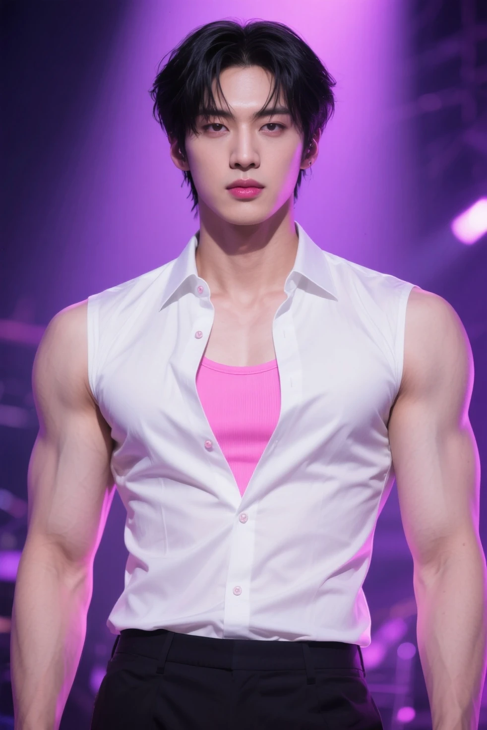 Male characters,White boxer panties,Fair upper body,Abs are distinct,Beautiful figure.