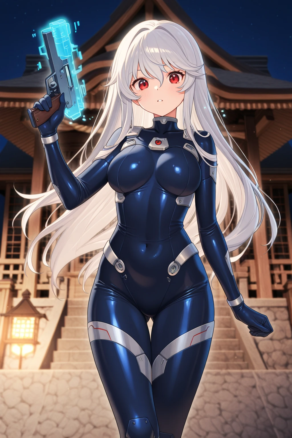 ultra-detailed, Explicit, Beautiful body, Beautiful Nose, Beautiful character design, perfect eyes, perfect face, ultra highres, 4K, beautiful legs, perfect legs, Nice hands, Perfect hand, Masterpiece, Best Quality, Highly detailed, illustration, absurdres, street fighter, doll suit, shadaloo doll, dollsuit, girls, multiple girls, expressionless, blank eyes, looking at viewer, red gloves, emotionless, black latex, corrution, mind control, female combatant, full body, hypnotized, unhappy trance, full body suit, ribbed bodysuit, both arms at side, stand up straight, obey, perfect female body, extremely glossy latex, hypnosis, hypnoLora, empty eyes, Mind control device, poses, brainwashed, submissive_pose, Slave, hat, necktie, stand up straight, standing, standing at attention, belt, extending the right arm from the shoulder into the air with a straightened hand, nazi saluting, military, military saluting, salute, right hand saluting, left hand at side, latex, garter belt, thighhighs, Purple hair, purple eyes, twin tails, Yashiro Kasumi, muv-luv
