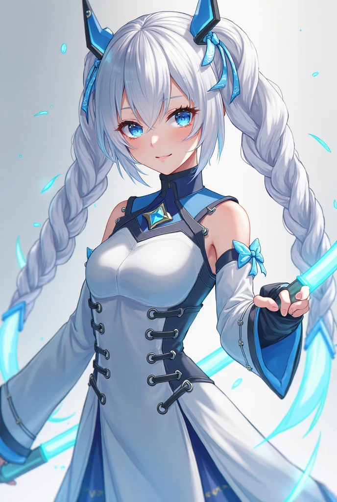 ((cute)), (Gray Hair), (Braid), ((Highest quality)), (Super detailed), ((Super small breasts)), Her arms are pressed together against her chest, Showing her breasts,