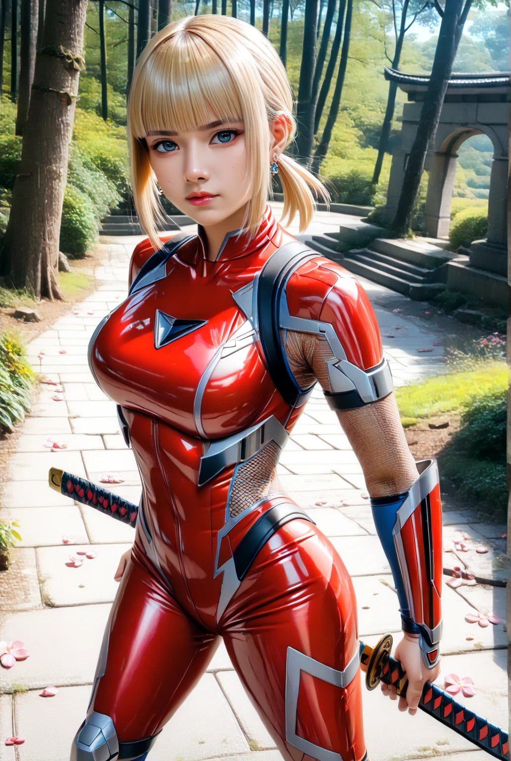Lancer Artoria body (Alexis Texas Face), elegant adult female, blonde, green eyes (yellow eyelashes) crown, turtleneck, full body sitting on a bench, showing ass to me, RED breastplate, RED skin (1SologirlRED skin:1.2), looking at viewer, shiny, armor, thigh highs, high boots, pauldrons shoulder armor, faulds, poleyn, RED gloves gauntlets, rerebrace, RED military armored boots, yordle muscular lean platinum blonde long twin tails hairstyle at the bedroom lustful smirking smile face red blushed, blush, strong abs, female body builder, tiara, twin drills hair, (masterpiece, best quality, ultra detailed, best shadow)