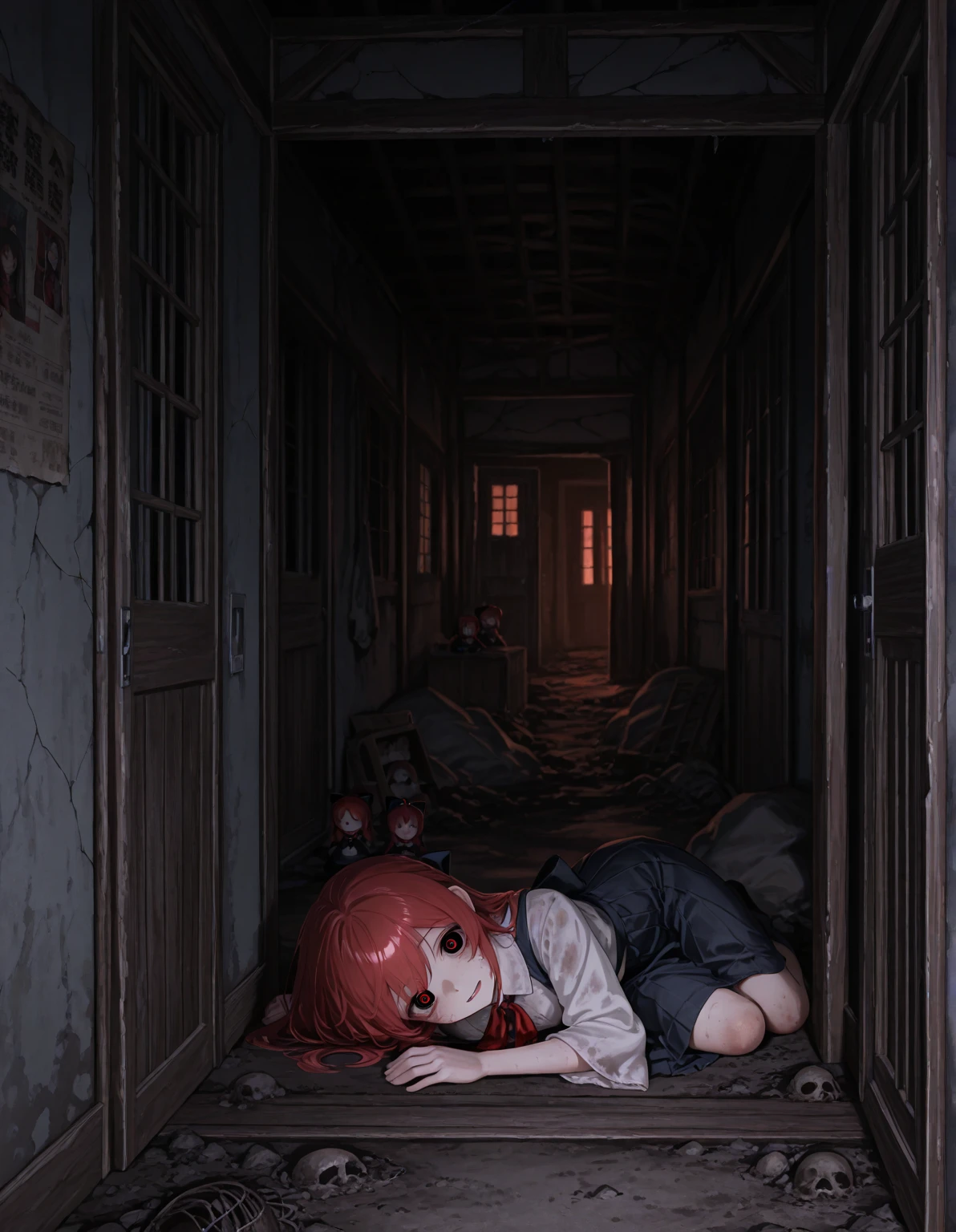 Horror Scene Room Blood Messy Garbage Horror HD Details Darkness --auto