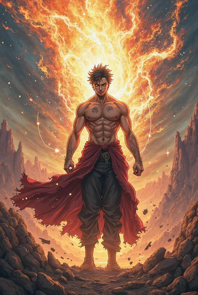 Fist of the North Star unleashing an aura from the cracked ground