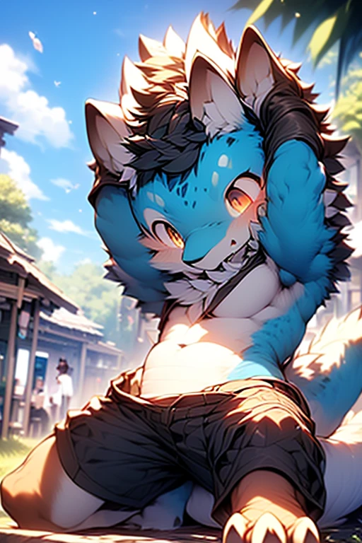Social Games, Unit Illustration, Make a pose of surrender, Fantasy, One boy, alone, Furry, kemono, Fine fur, whole body,Naked,Naked,Completely naked,Furry,kemono,Little Boy,Small ,youngest son,cute,timid character,Frightened expression,Frightened and crying,