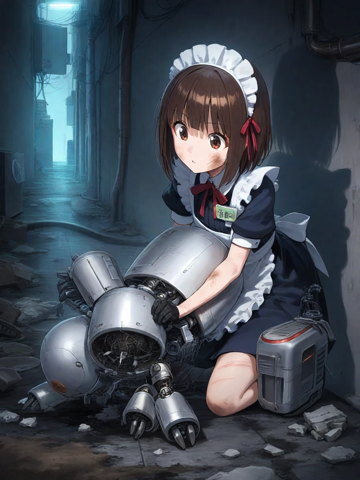 (Restrained in mechanical restraints)