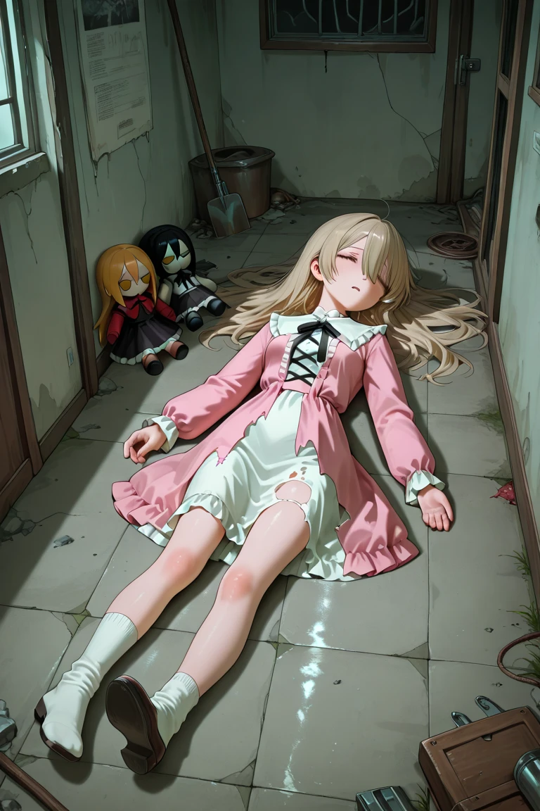 absurdres, highres, ultra detailed, solo, upper body, (pov, pov hands holding bar:1.2),
1girl, zombie, zombie pose, green skin, nurse, torn clothes, cute, incoming attack, blank eyes, v.v., motion lines, motion blur, indoors, ruins, hospital, dark room, <lora:SurprisedBlankEyes_V1.6:1> <lora:pov_damage22222_8:1.5><lora:LowRA:0.6>