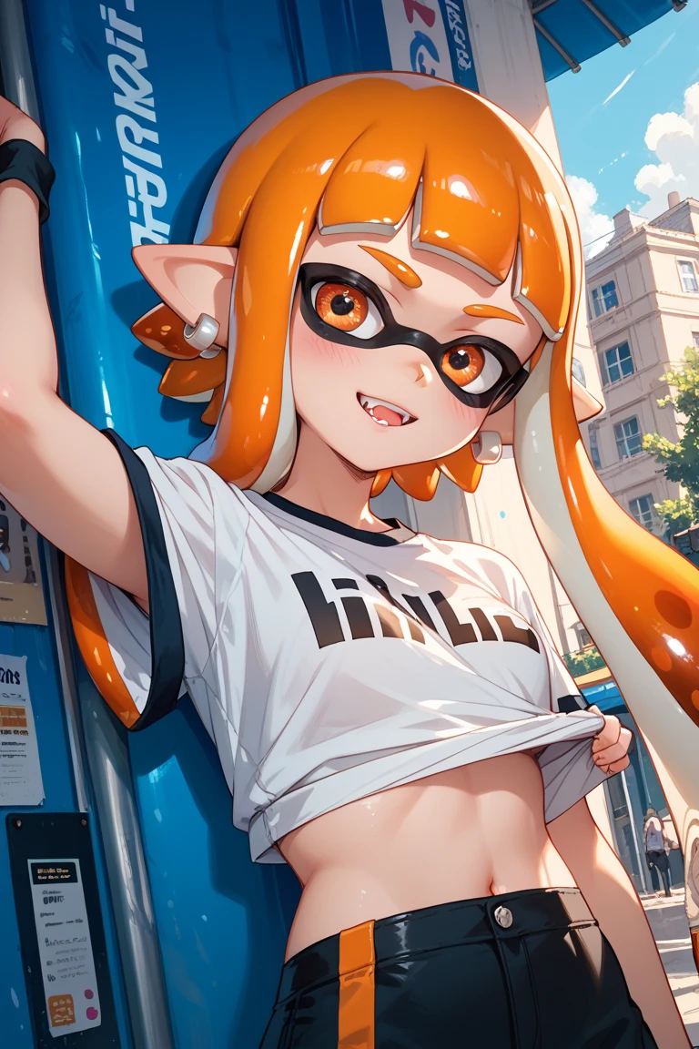 masterpiece、Highest quality、High resolution、Real Anime、3d、Splatoon Girl、Golden Eyes、A slightly thinner face、blush、Toothy smile、Multicolored tentacle hair、Braid、((gigantic breast、Cleavage))、Magic School, Dutch Angle, Wind power increase, Play the cast, magic circle, From above, multiple others