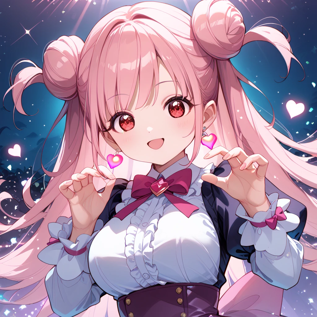 detailed、超detailedな、masterpiece、highest quality、beautiful feces、detailed eye、 (two girls:1.4)、Two succubi、(twins:1.2)、(night:1.2)、short haired、(pink ribbon:1.1)、(two side up)、pink tie、pink bra、earrings、(school uniform.1.1)、suspicious face、light pink hair、(Pink Room)、malicious smile、Bruises and ugly facial features、young features、(:1.2)、long sleeve、(fluffy sleeves fluffy hair、(open your mouth and smile)、Elementary school girl、low length、Chiquita、big breasts、 big 、(Put your hands on your face)、Burikko、Ruffled uniforms、Barrette、(laugh at:1.1)、look down、view from below、Being looked down upon by girls、(view from below:1.2)、super huge boobs、(Pink heart symbol:1.5)、(lump of heart:1.5)、(heart effect:1.5)、(heart mark:1.5)、devil&#39;s tail、devil&#39;s tail、Succubus、(super huge :1.3)、 big 、(heart tattoo:1.3)、Yodare、devil&#39;s tail、breast matching