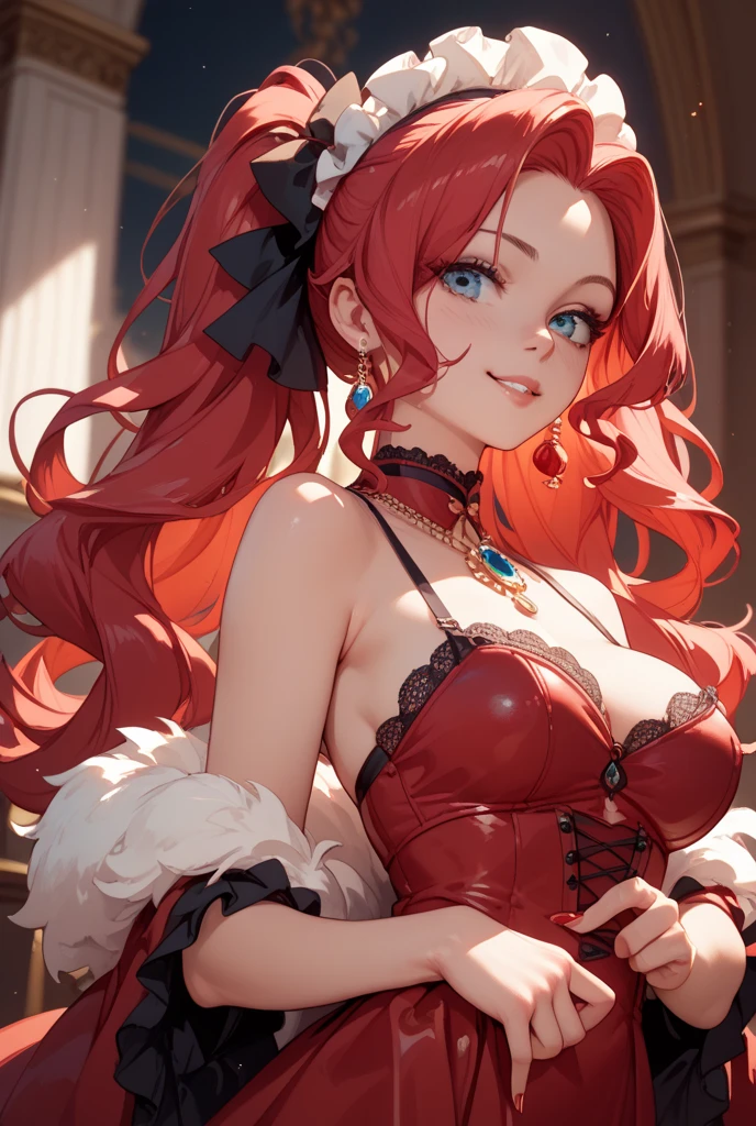 masterpiece, best quality, ultra-detailed, illustration, colorful, flat color, depth of field, 1girl, kitty cat katarina, fake cat ears, cat tail, (red hair), medium messy hair, green eyes, cat whiskers markings, anime, (closeup), (fur trim, white strapless bra, cleavage, open shoulders, navel, white panties, cat paw gloves), simple background, short height, detailed skin texture, beautiful detailed face, whtie teeth, seductive grin, looking at viewer, alluring attire, collarbone, (muscular female, fit, large breasts), detailed face, detailed eyes, detailed hands, pink hair, pink ears

