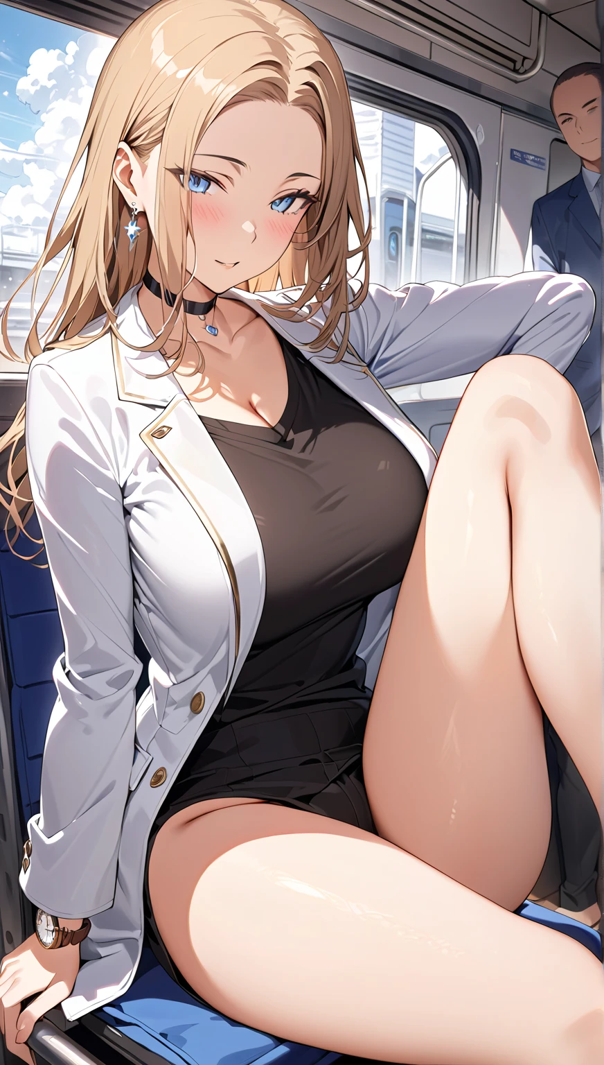 anime Quiet female college student A pleasant looking face Dress shirt Between the breasts
