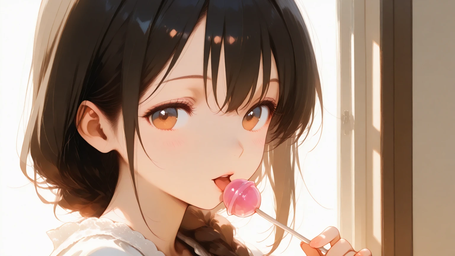 (((masterpiece, Highest quality, High resolution, 超High resolution, Perfect Pixel, Depth of written boundary, 4K, RTTX 10.0))), Beautiful Anime Women, Beautiful art style, Anime characters, ((Smooth texture, Realistic texture, Anime CG Style)), Exact finger count、Exact number of legs、(Exact number of arms:1.0, Exact number of hands:1.0), (Perfect hands, Perfect Anatomy.1.5), Cinematic, Realistic, Extremely detailed CG, Daytime lighting, Perfect lighting, Best Shadow, The best natural light, Perfectly balanced style, Perfect body, (Slender body:1), whole body, ((bangs, Dark brown hair, Bobcut)), ((A woman kneels and licks her fingers:1.4)), ((Beautiful eyelashes)), ((Detailed face:1.2)), (Fashionable white shirt, Sailor collar, Knee-high socks:1.3), (セクシーでcute水色パンティ, Shiny satin side-tie light blue panties, Light blue panties with a plain center and lace decoration on the sides, Light blue panties with lace trim around the edges, Ultra-detailed panty folds:1.3), (Open your mouth wide, drool dripping from the tongue:1.5), ((close your eyes:1)), ((cute, Sighing expression)), (Embarrassed expression:1.3), (blush:1.1), (Sexual pleasure facial expressions:1.4), (Facial expressions that put up with the toilet:1.2), Patience is the limit, On the brink of climax, (Beach, Resort:1.3), Angle from the front, (cum on face, cum in mouth:1.5)