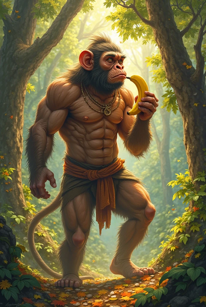 Bali Struck by the Arrow:** Bali is hit by the arrow in his chest, his expression a mix of surprise and pain. Hanuman stands in the background, realizing Ram’s intervention.