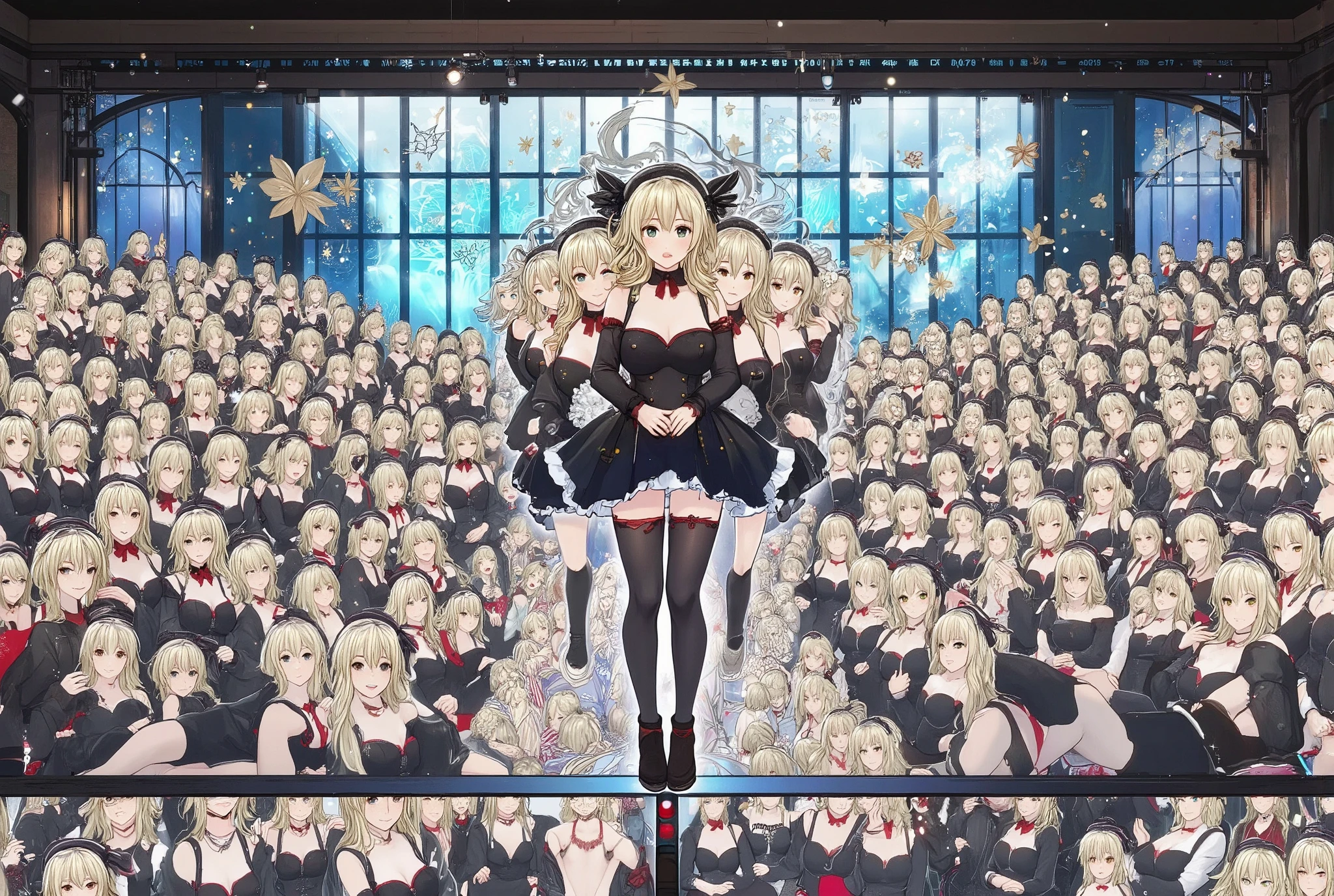 (((I=Japanese beauty super clones proliferating girl))), (((((I OnlyのSuper Clones multiply girlsが大量増殖して超大群衆のI OnlyのSuper Clones multiply girlsと熱愛や溺愛してラブ抱擁した描写, I OnlyのSuper Clones multiply girlsはI OnlyのSuper Clones multiply girlsと淫乱中))))), (((high quality animation art))), (SUPER BEST MASTERPIECE, 16K, best image quality, Ultra High Resolution, Super high degree of completion of the work), (((dark blue hair, Super cute smile, happy expression))), (((((Very Beautiful、delicate and accurate female body movements, very accurate and unobtrusive hand and foot movements, Super Big Breasts, Emphasis on the cleavage of the chest))))), (((spring casual clothes))), (Very detailed and accurate1Point perspective drawing, ultra wide angle视野, ultra wide angle, diverse camera angle depiction, no medium subject required),