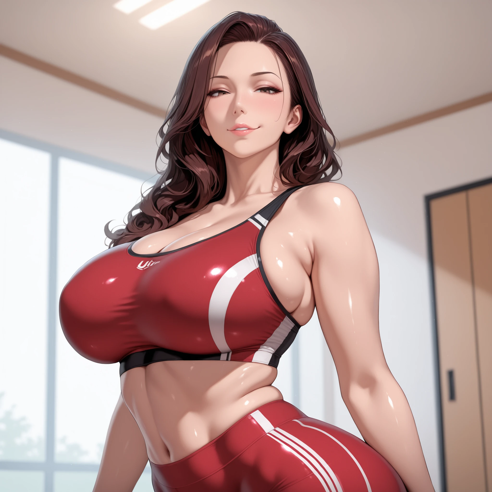 masterpiece:1.2, best quality), realistic, (real picture, intricate details, depth of field), (1girl, solo), make up, parted lips, highly-detailed, perfect face,
(huge breasts:1.4), (skindentation), thick thighs, wide hips, small waist, tall, glossy coral lips,
red hairs, red eyes, ponytail,
(A girl playing volleyball), (sweating:1.2), (wet), sexy, blushing,nude,pink nipple
