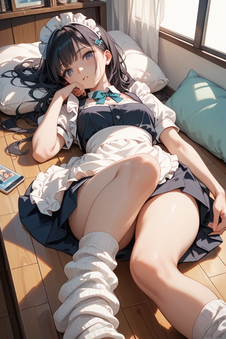 (1 person、alone), Beautiful woman, (Anatomically perfect body, Slender、(High school girls、Sailor suit:1.2)、 (Turn away:1.2)、 years old、(Highest quality)、Black Hair, (half updo:1.2), classroom、(8K, High resolution)、(shy:1.4)、small breast, (Thin legs、Small Ass)、(steam:1.1), (embarrassed:1.3), Black socks、Brown Loafers、High definition face、(From above)、(Pussy juice:1.2), (extra detailed panty), (Lying on the floor:1.3)、(Hold your knees、knees to chest:1.2), (hands to pussy:1.2), tears